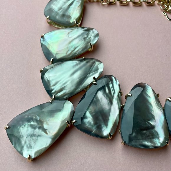 NWT Kendra Scott Harlow Necklace Grey Illusion 14k Gold Plated - Picture 4 of 11